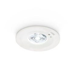 Philips EM150B spot voor noodverlichting met ronde witte rand met gefacetteerde lens
